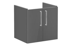 VitrA Root Flat 60cm 2 Door Wall Hung Washbasin Unit - Anthracite High Gloss